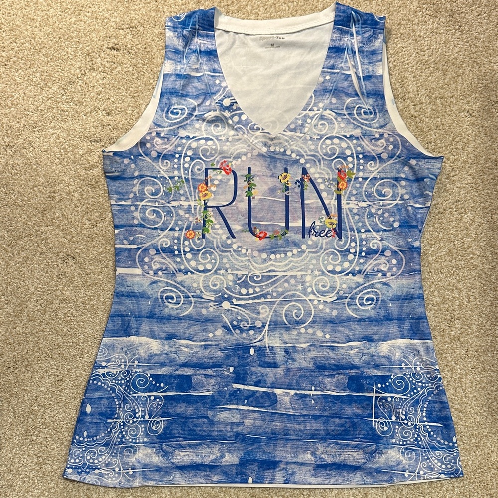 SPORT-TEK Womens Run Free Floral Workout Tank Size M